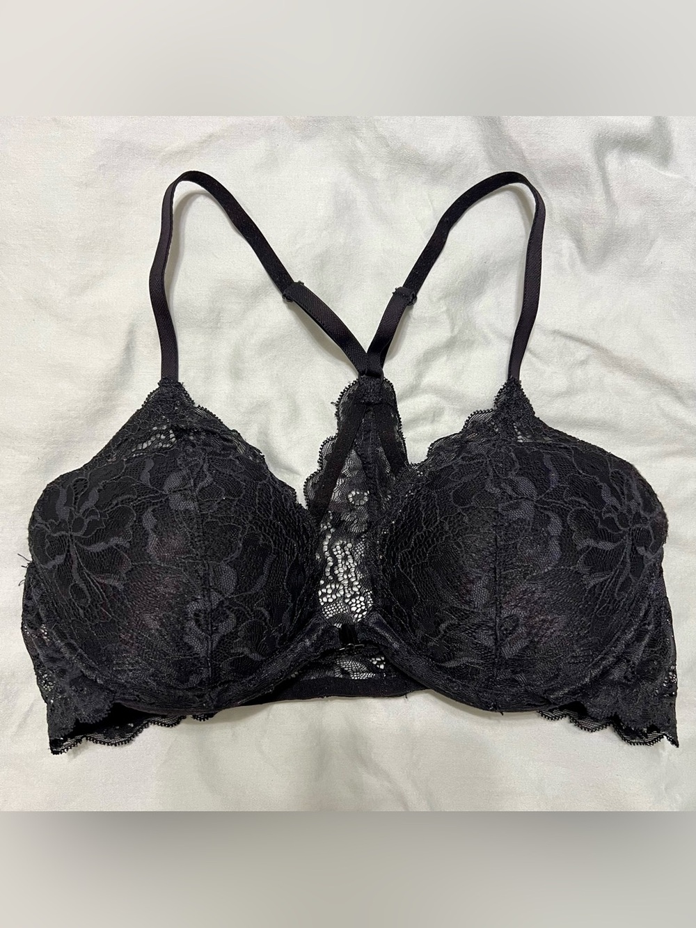 Victoria's Secret PINK Date Racerback Push Up Bra | Black Lace | 36B